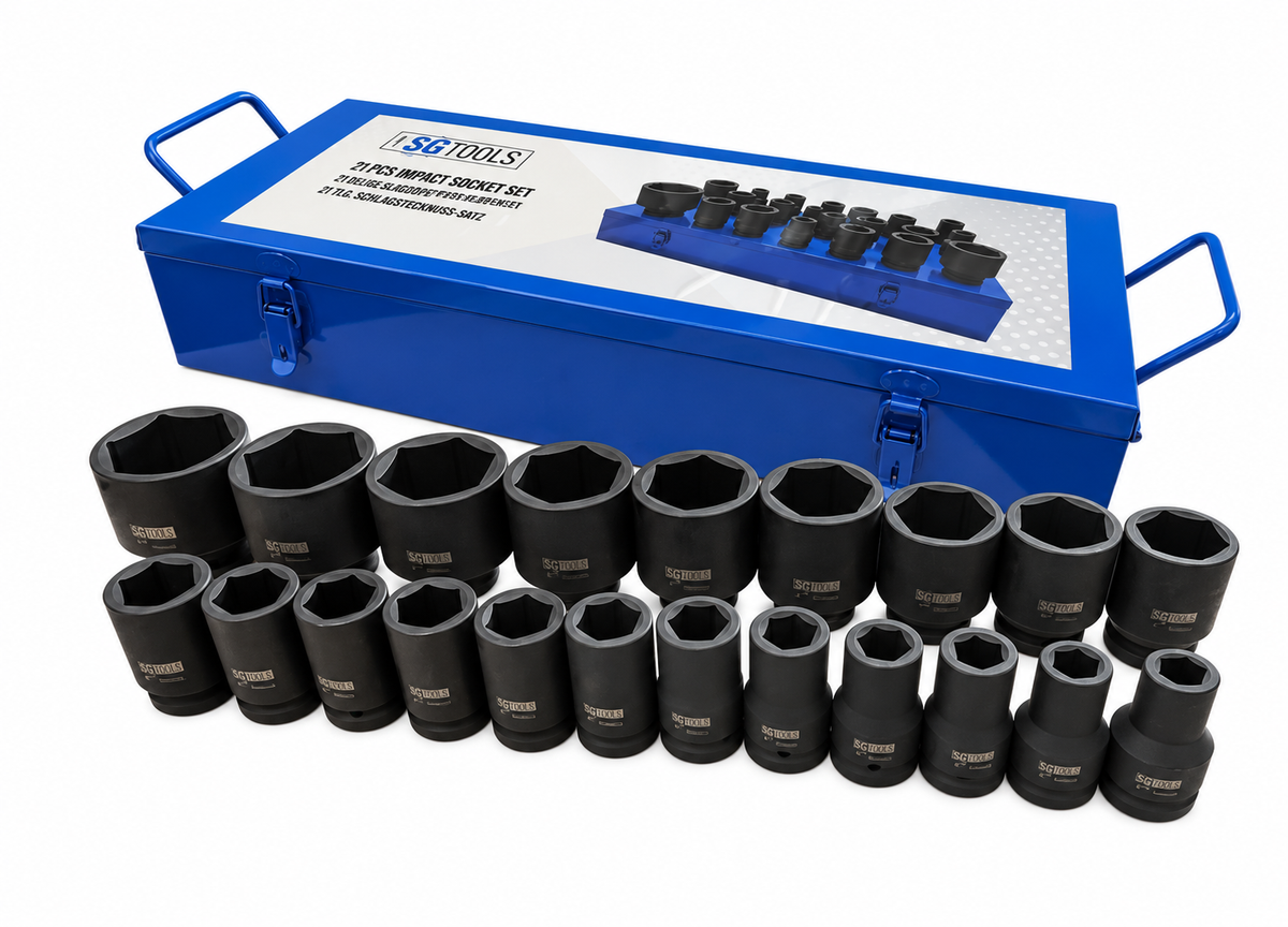 SG Tools 21-delige slagdoppenset met metalen koffer
